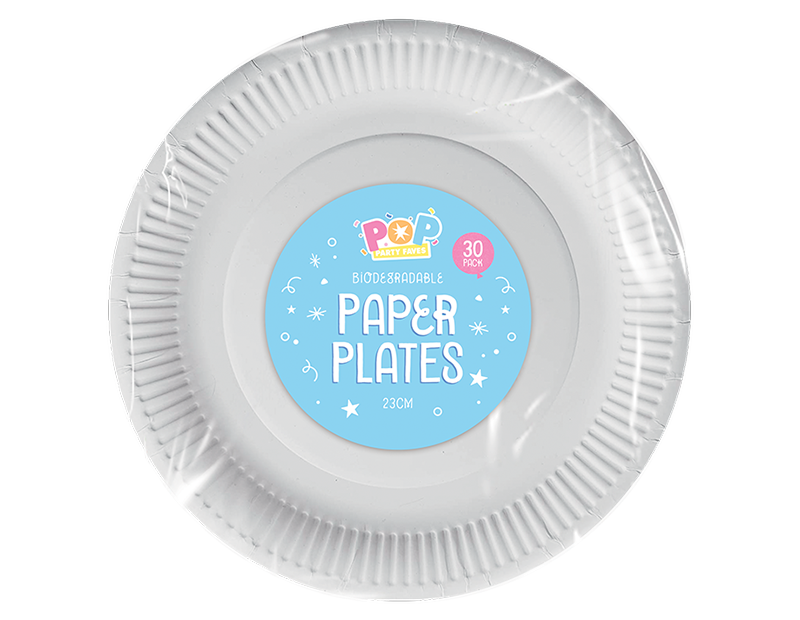 White paper plates 23cm 30pk